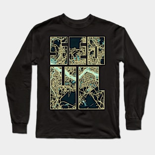 Seoul, South Korea City Map Typography - Summer Long Sleeve T-Shirt